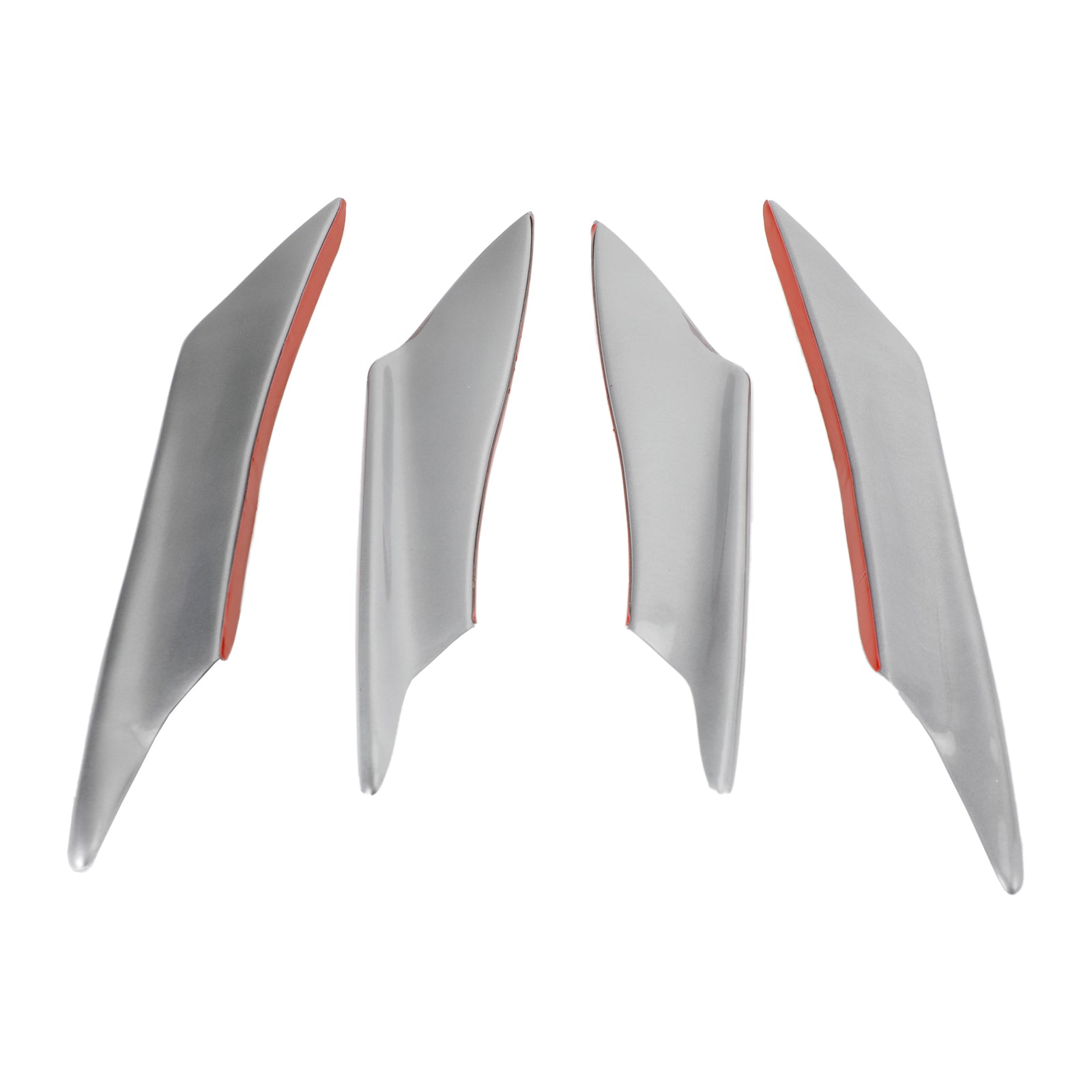 Front Bumper Body Splitter Canards Spoiler Fins Set 4pcs Universal Silver Car