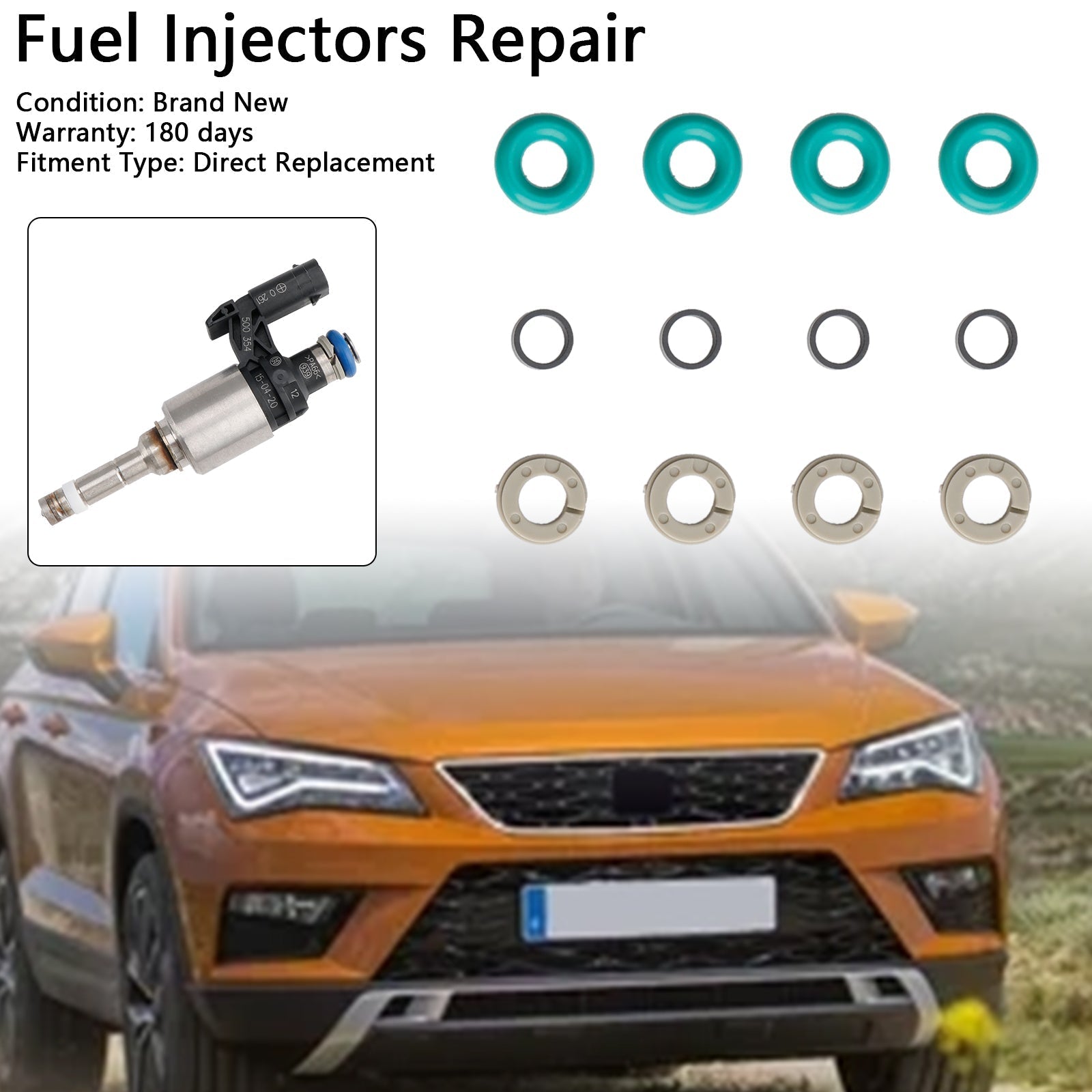 Audi Skoda 1.2L 1.4L Fuel Injector O-Ring Service Set 4 Piece 0261500354