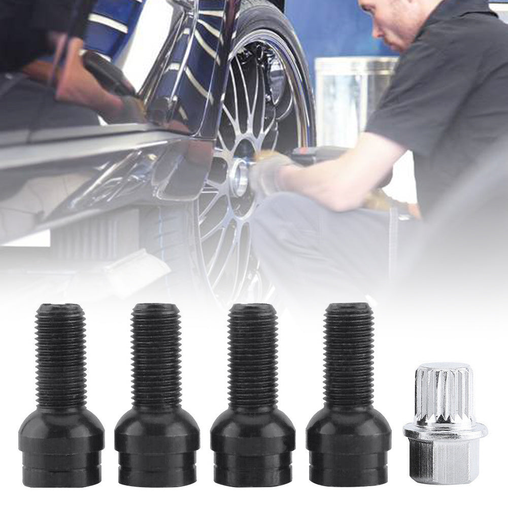 17mm Black Lug Nut and Wheel Bolt Lock Set 4+1 Compatible with VW Golf Beetle Passat Audi