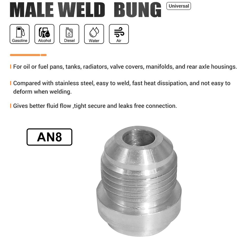 -10AN JIC Male Aluminium Weld-On Bungs AN8 Fitting Pair JXSS032-10-A