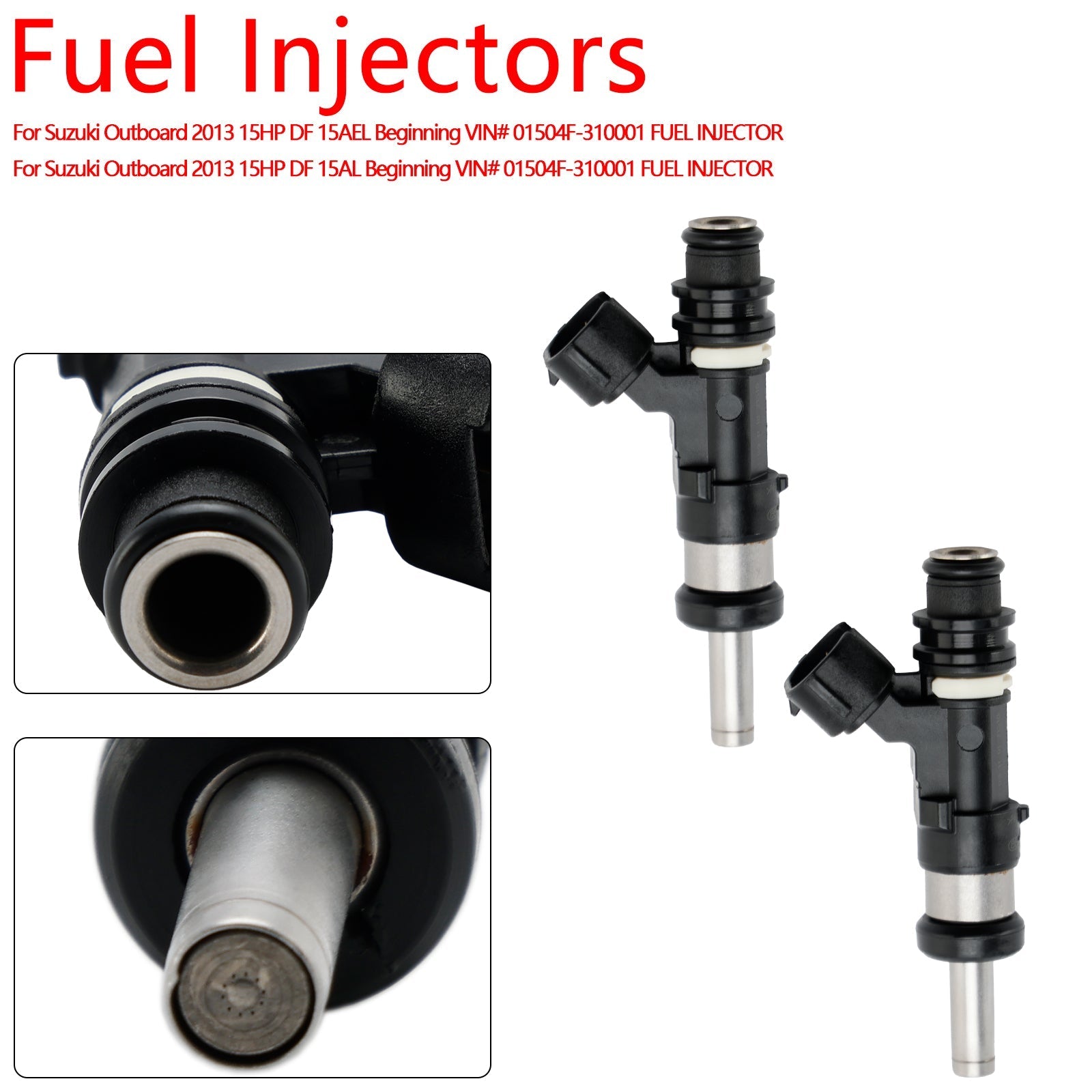 2 Pack Fuel Injector 15710-89L00 Compatible with Suzuki DF 15HP 20HP 9.9HP Outboard