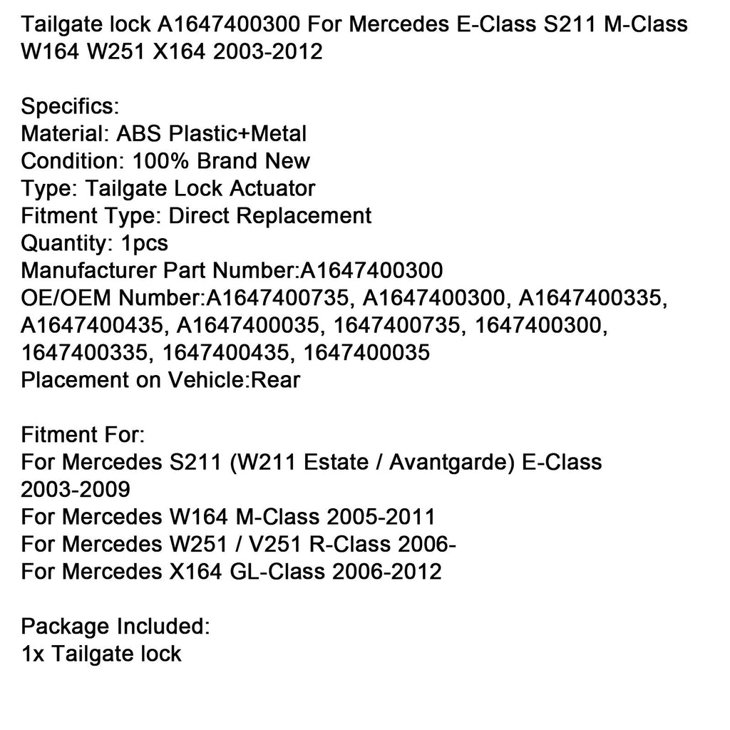 2003-2009 Mercedes-Benz E-Class S211 Estate Rear Gate Lock A1647400300