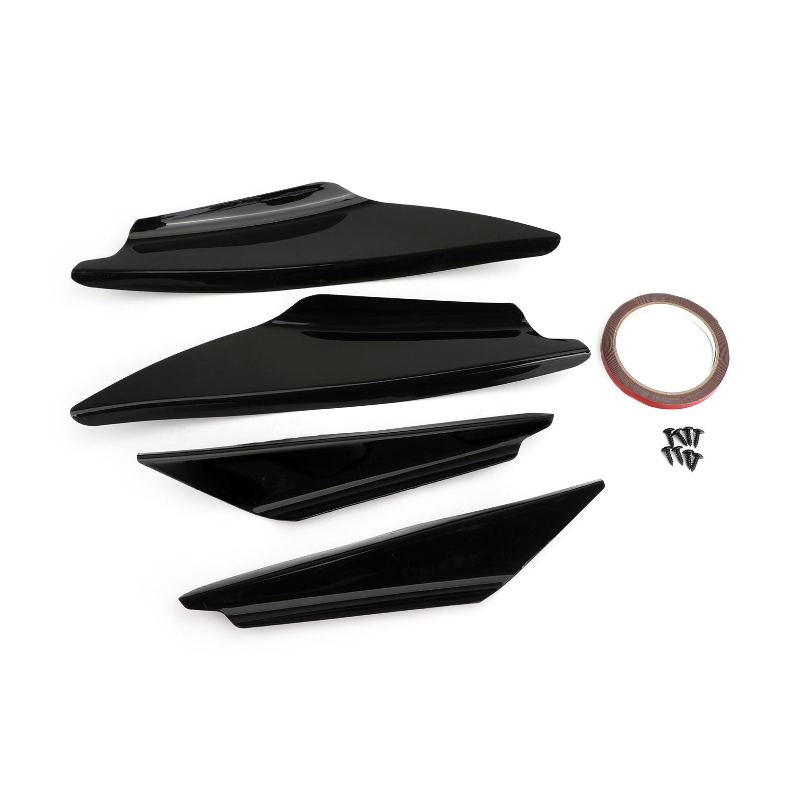 Universal Gloss Black Car Front Bumper Canards Body Splitter Spoiler Fins 4pc Set