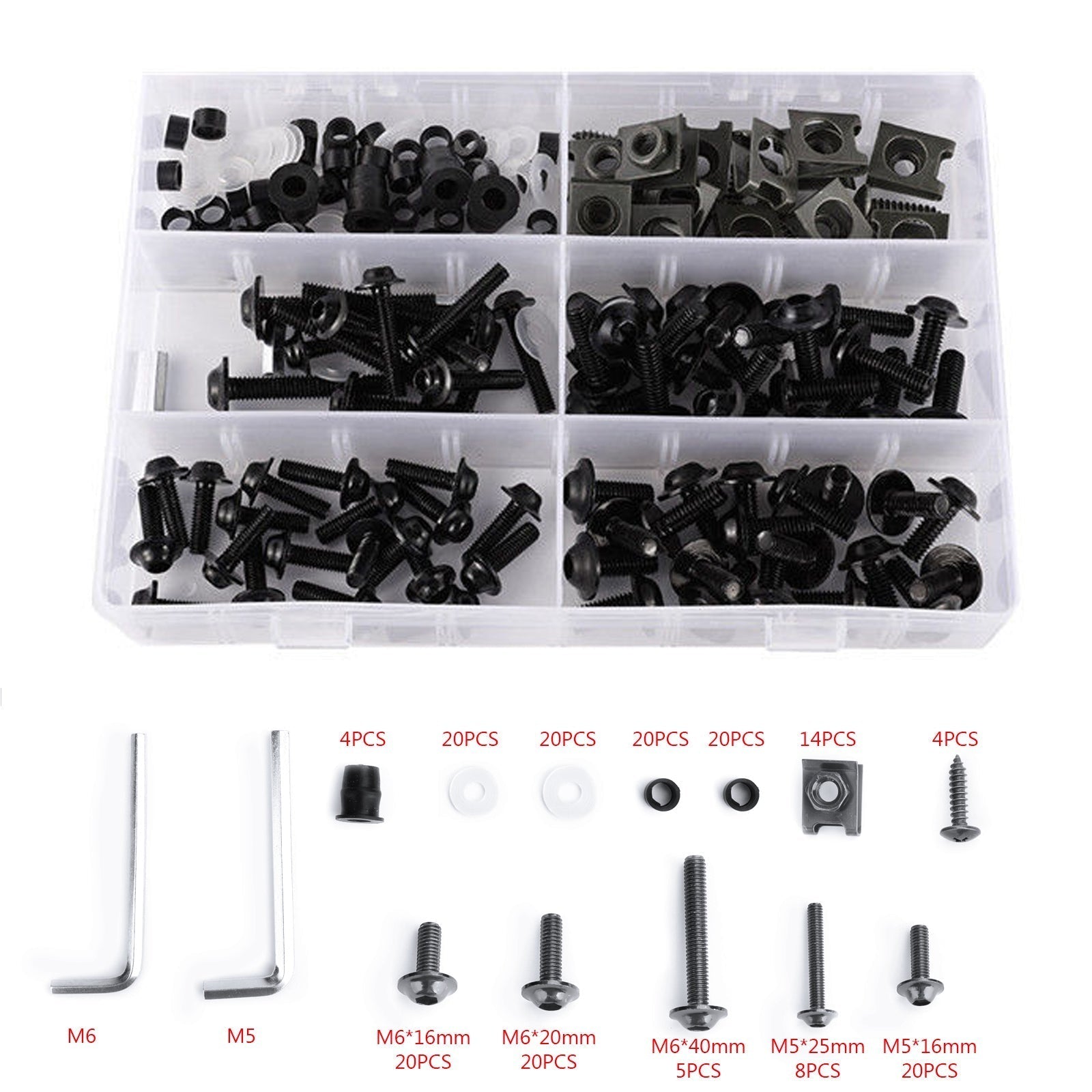 177PCS Sportbike Fairing Hardware Fasteners Bolts Clips Screws Kit For Yamaha Honda Suzuki Kawasaki Motorcycles