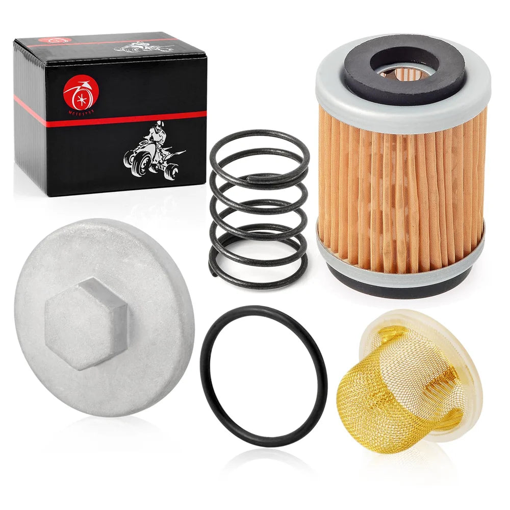 Oil Drain Plug Cap and Spring Oil Filter Strainer for Yamaha SR185 BW TW200 TTR230 YFM200 XT225 Bear Tracker Timberwolf YFB250