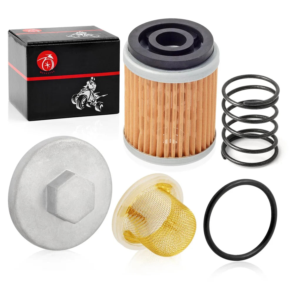 Oil Drain Plug Cap and Spring Oil Filter Strainer for Yamaha SR185 BW TW200 TTR230 YFM200 XT225 Bear Tracker Timberwolf YFB250