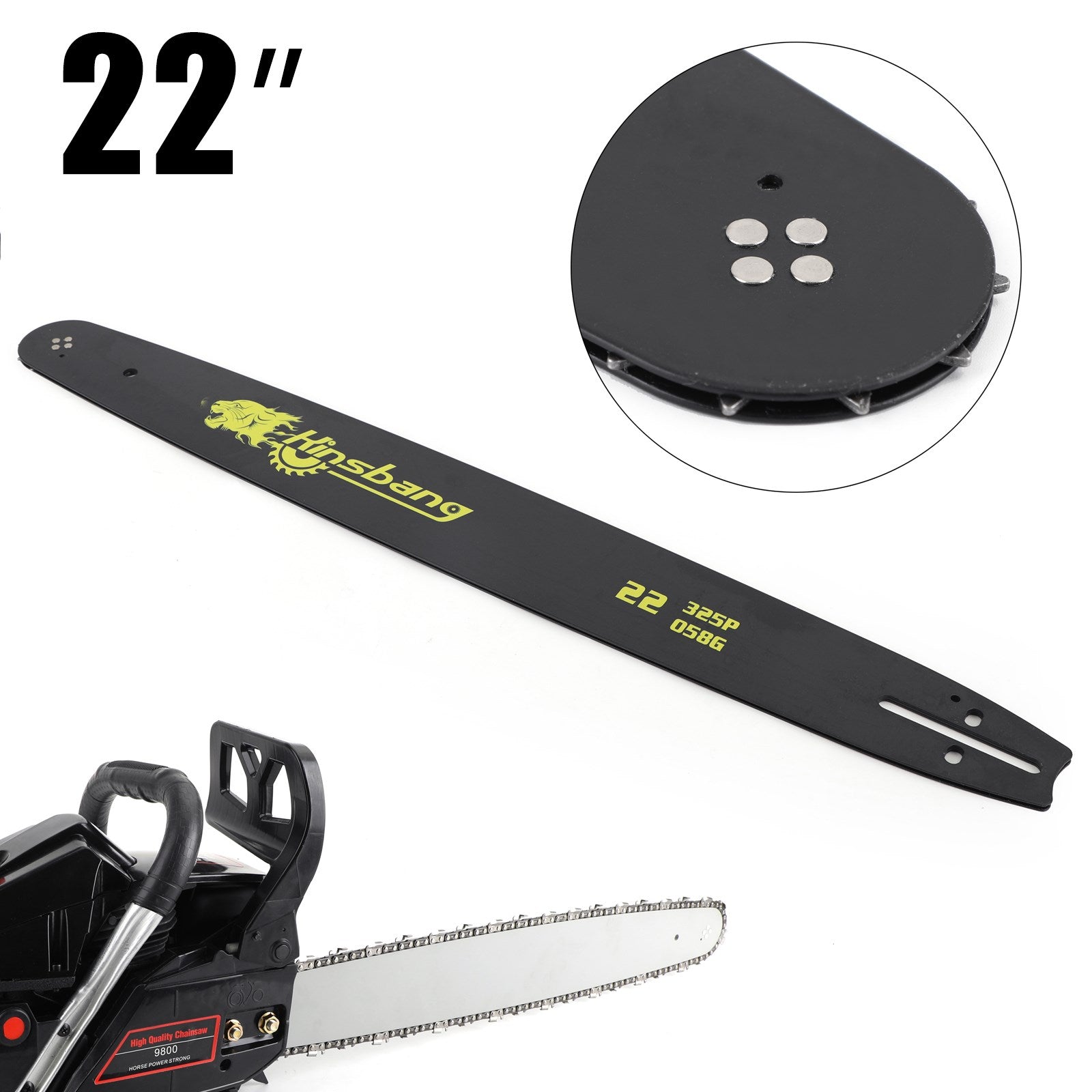 0.325" 0.058G 22" Guide Bar Replacement for 52CC 58CC Chainsaw 5200 5800