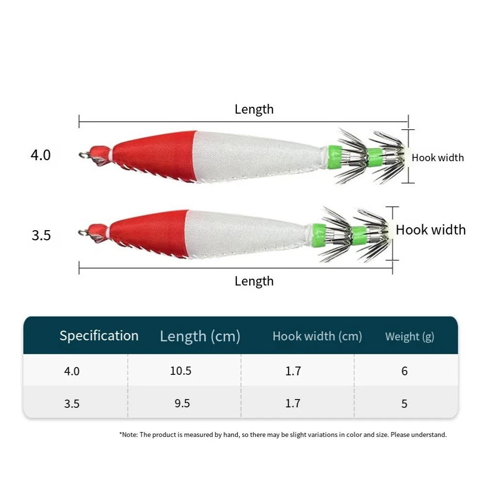 Glow Squid Jig Lure for Night Fishing (3.5# & 4.0# Size Options)