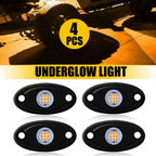 4X Amber LED Rock Lights for Jeep Off-Road Truck UTV