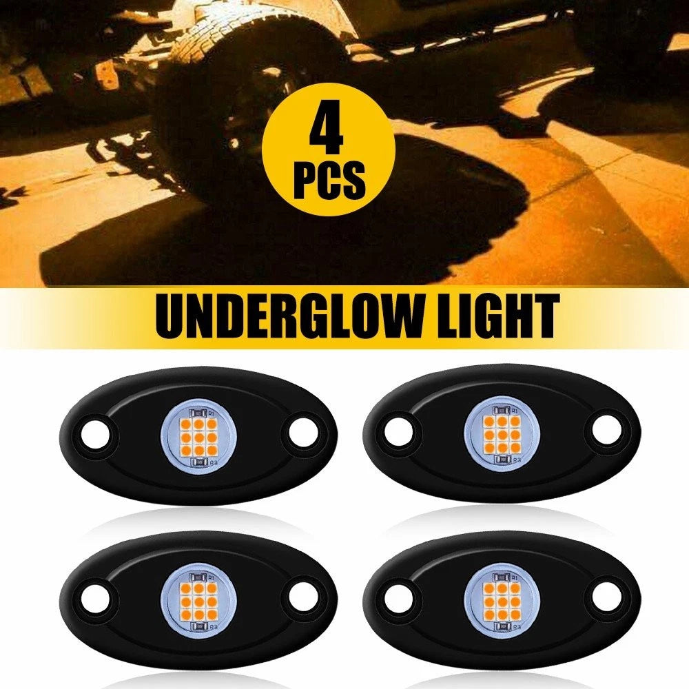 4X Amber LED Rock Lights for Jeep Off-Road Truck UTV