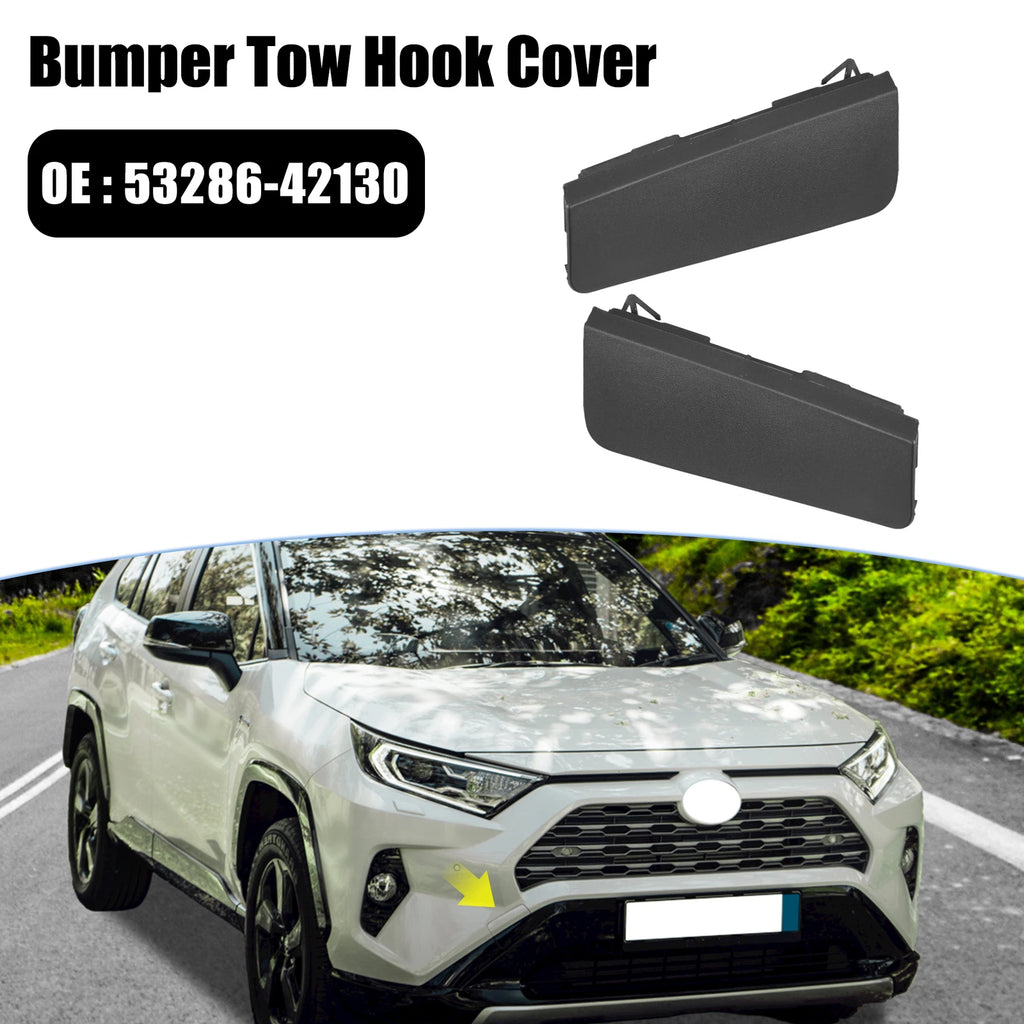 1 Pair Front Bumper Tow Hook Cover for Toyota RAV4 (53286-42130, 53285-42120)