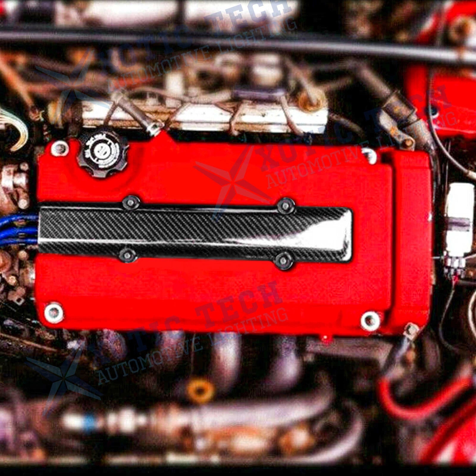 Carbon Fiber Look Valve Cover Spark Plug Insert for Honda Civic (1996-2000)