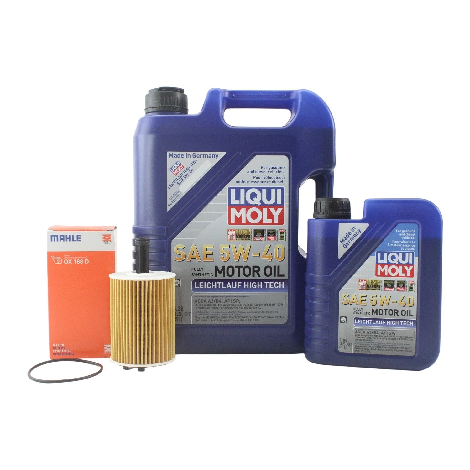 Oil Change Kit 6L Liqui Moly Leichtlauf 5W40 Mahle for Audi 2.0/2.8L