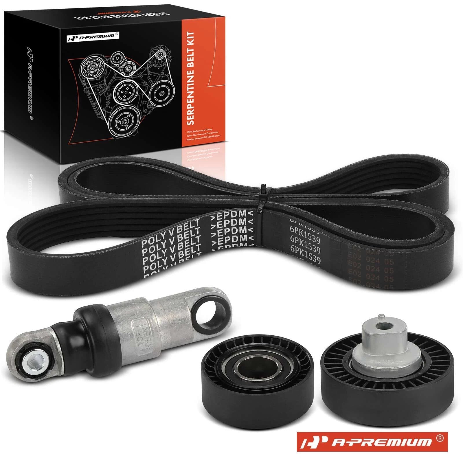 Set of 4 Serpentine Belt Drive Components for BMW 323Ci 325Ci 325xi 328Ci (2000–2006)