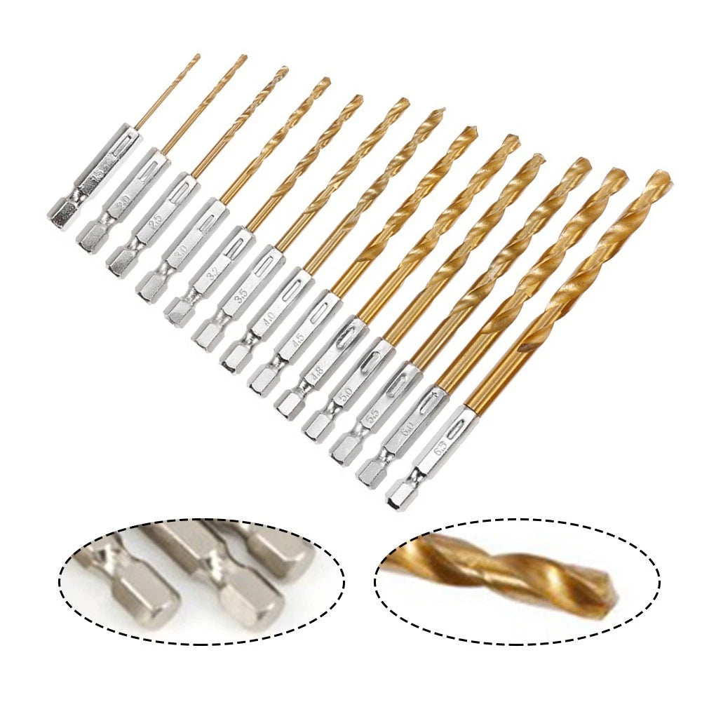 Set of 5 HSS Drill Bits 1/4 Inch Hex Shank (5, 6, 5mm)