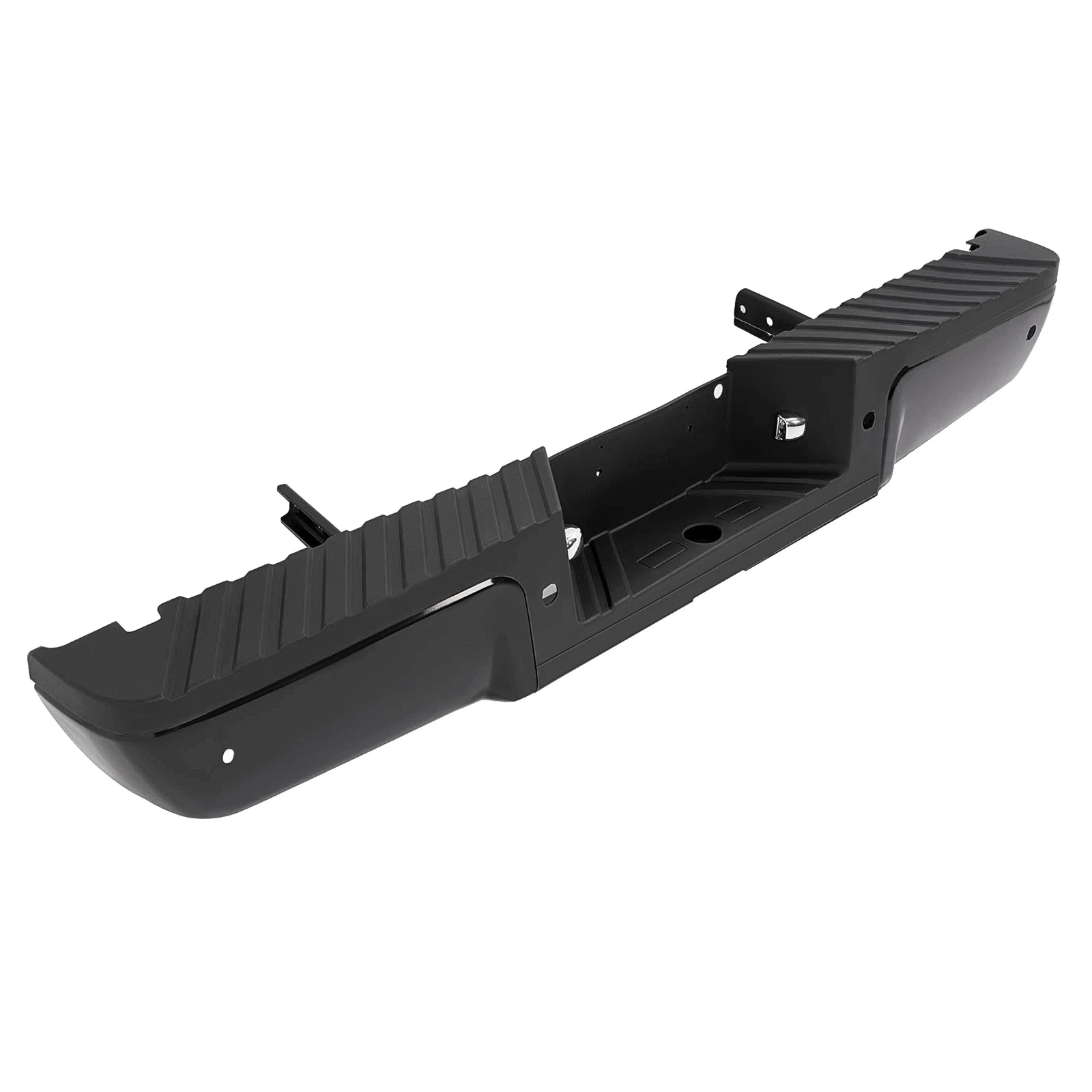 Black Steel Rear Step Bumper for Ford F-250 F-350 F-450 (2008–2016) w/Sensor Holes