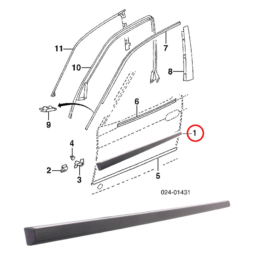 Door Molding for Mercedes E-Class Sedan Wagon (2010–2013) Front Driver Side Chrome