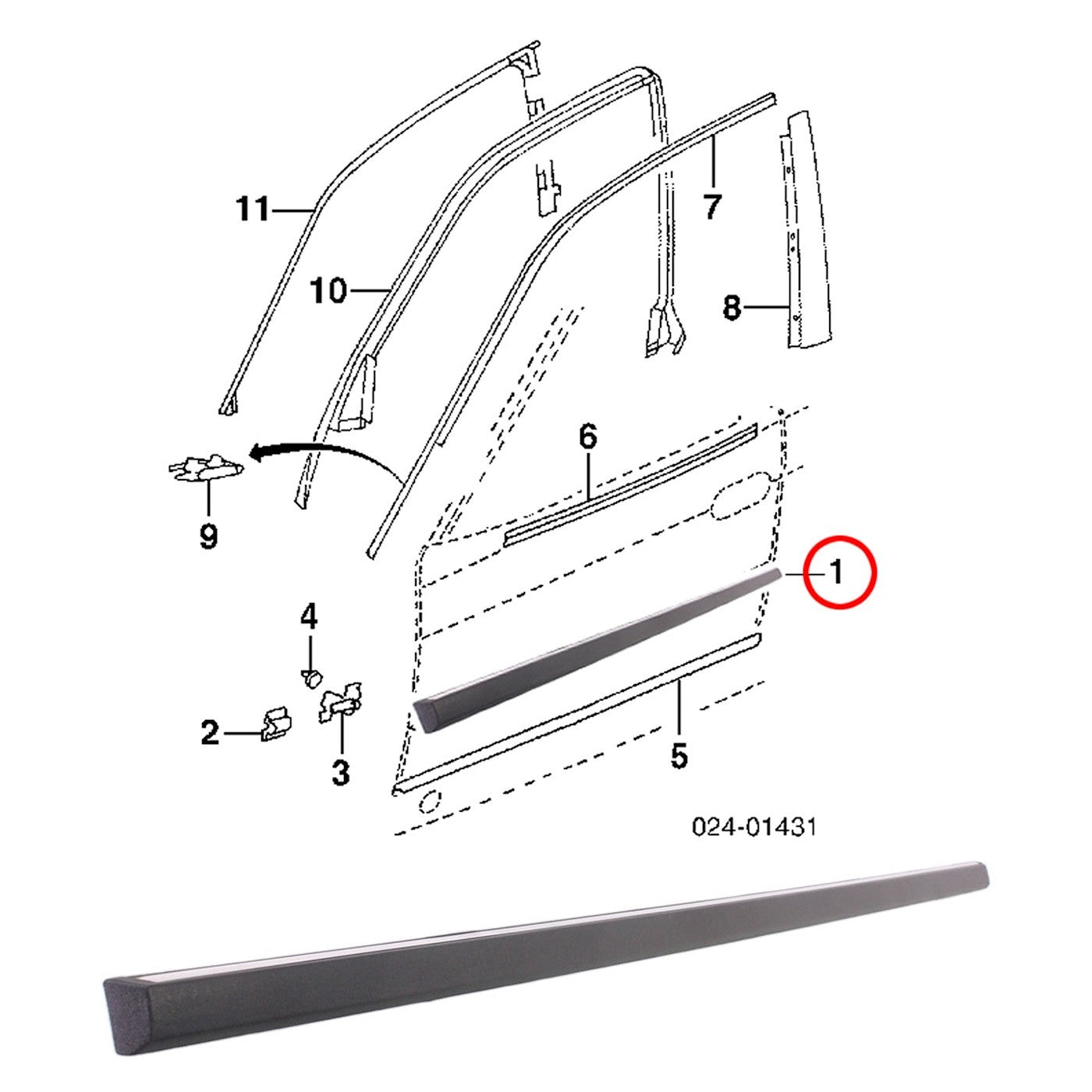 Door Molding for Mercedes E-Class Sedan Wagon (2010–2013) Front Driver Side Chrome