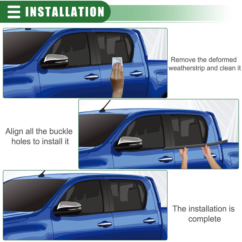 Set of 2 Rear Door Window Belt Weatherstrip for Toyota Hilux (2005–2014)