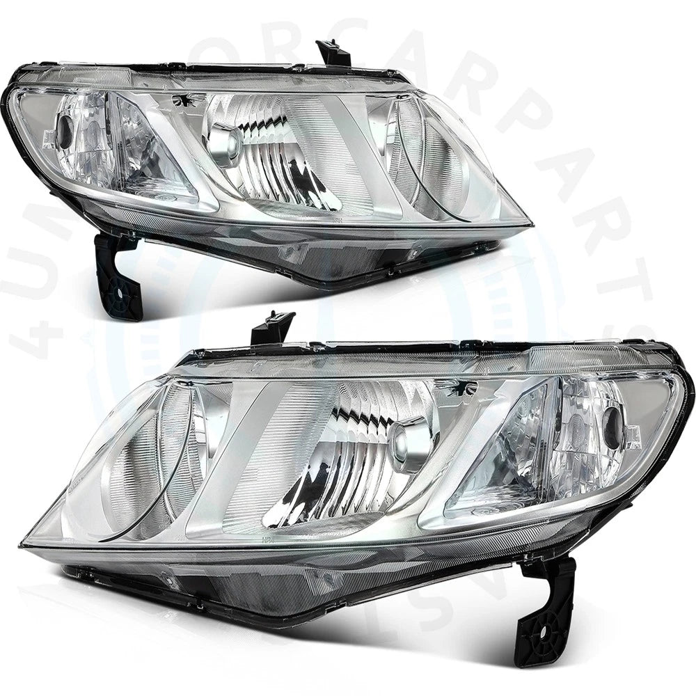 Pair Chrome Headlight Assemblies for Honda Civic (2006–2011)