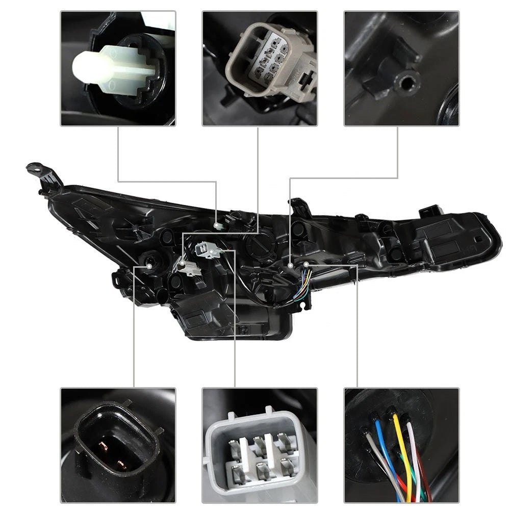Replacement Headlight Set for Toyota Corolla (2020-2021) Black Halogen Clear