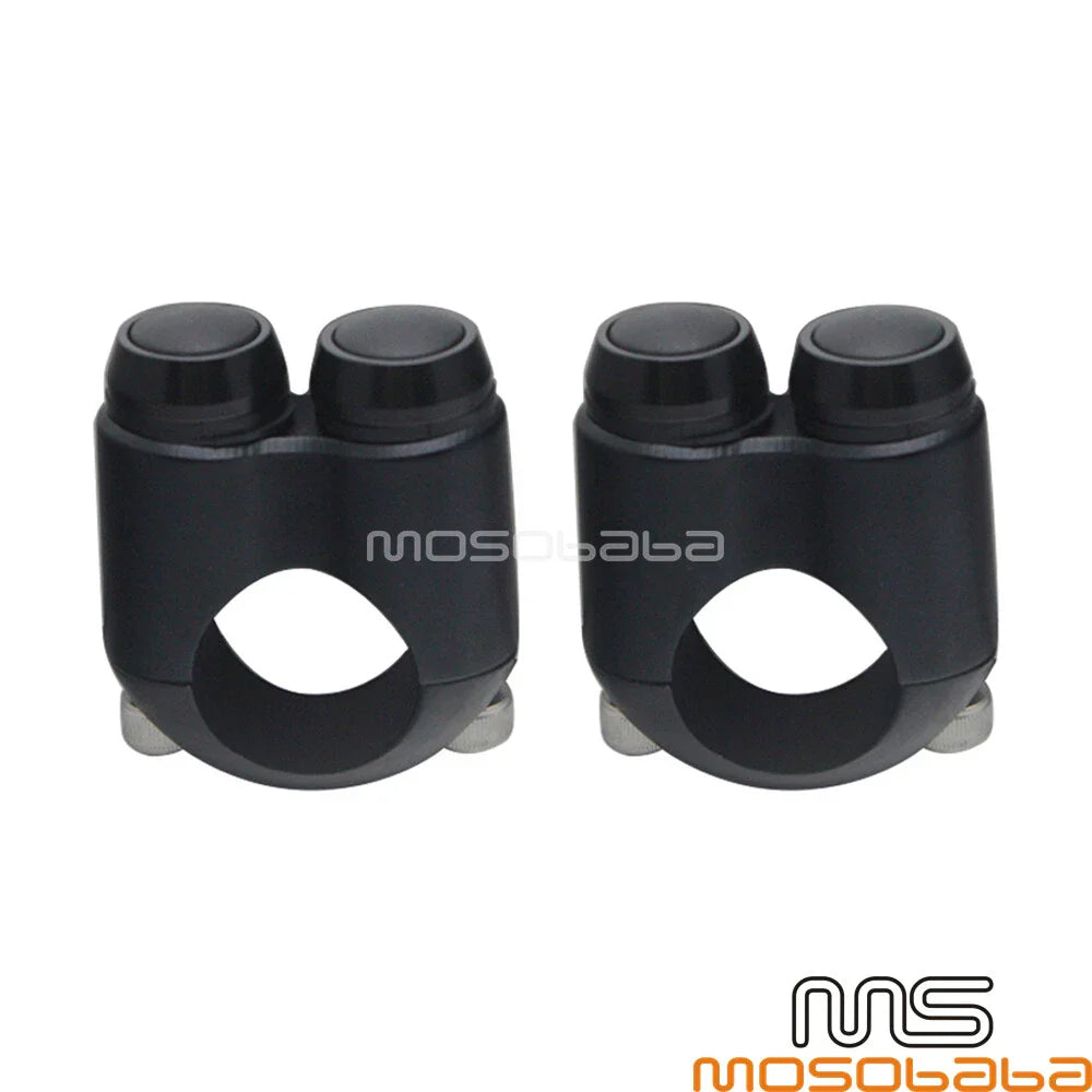 Black 1" Hand Control Dual Button Momentary Switch for Harley - 2x