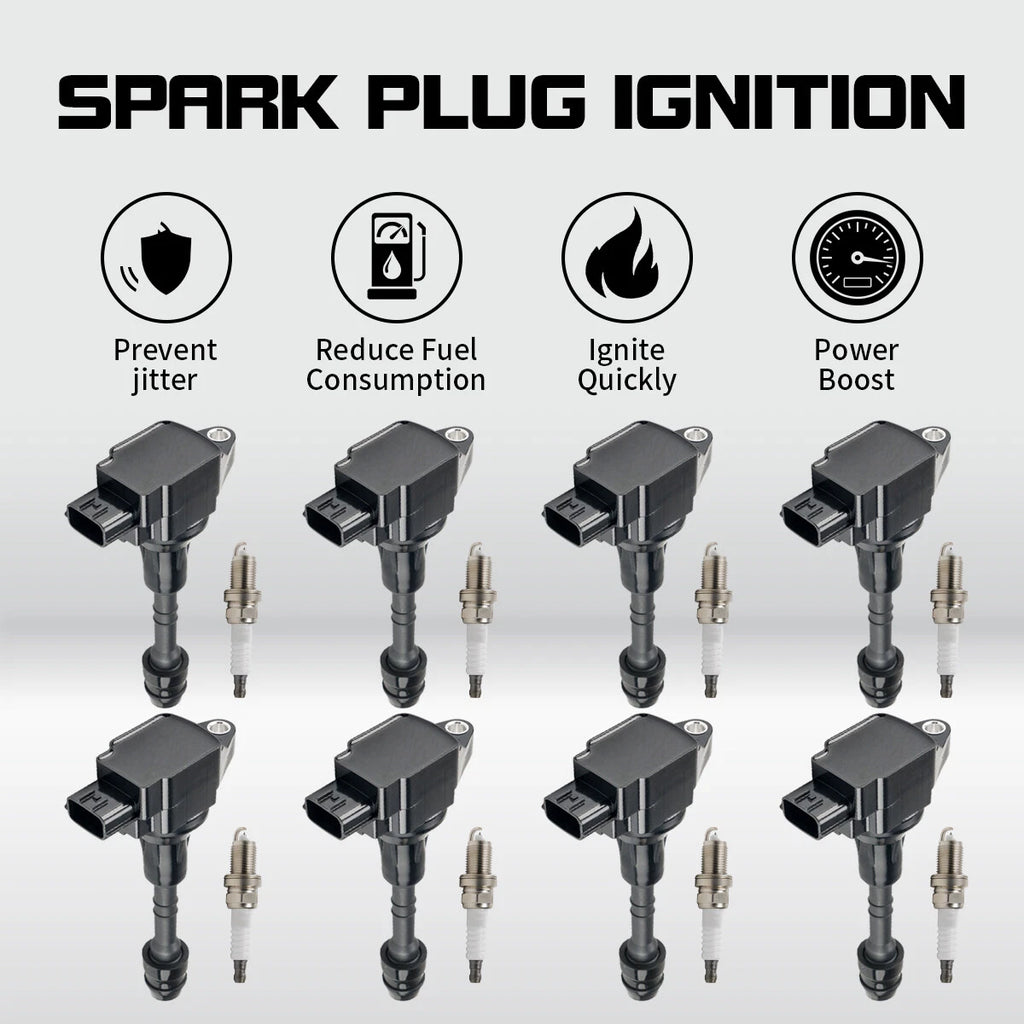 8PCS Ignition Coil & Spark Plug Set for Infiniti Nissan (2007–2016) UF551