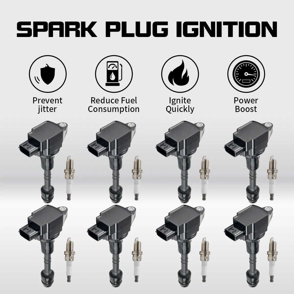 8PCS Ignition Coil & Spark Plug Set for Infiniti Nissan (2007–2016) UF551