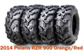 Set of 4 Super Mud ATV Tires 27x9-12 & 27x12-12 for Polaris RZR 900 (2014)