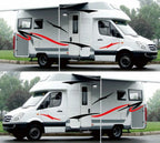 Black Red Stripes Vinyl Decals Stickers Pair for Caravan Trailer Camper