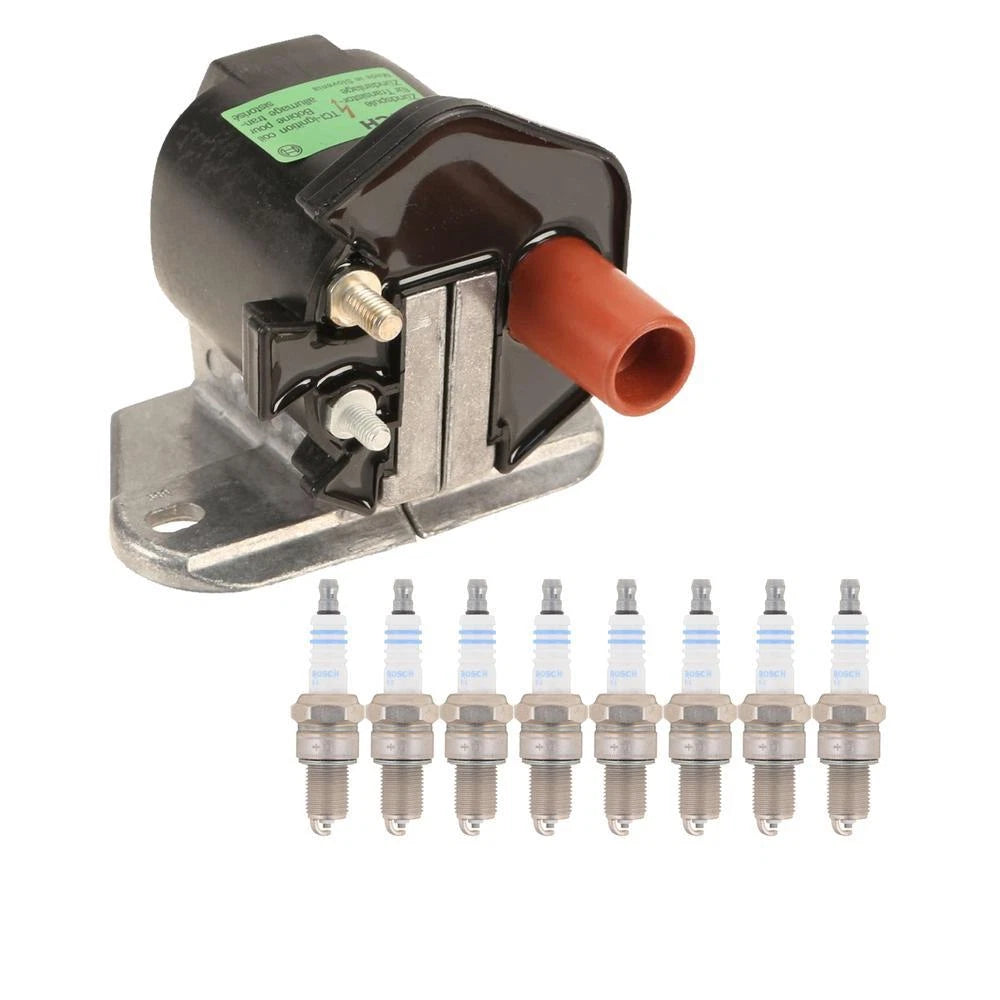 Ignition Coil & 8 Spark Plugs Kit for Mercedes W126 (1981–1991)