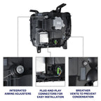 LED Projector Headlights Replacement Pair for GMC Sierra 1500 (2014–2018)