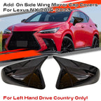 Gloss Black Rearview Wing Side Mirror Cap Covers for Lexus NX (2014–2023)