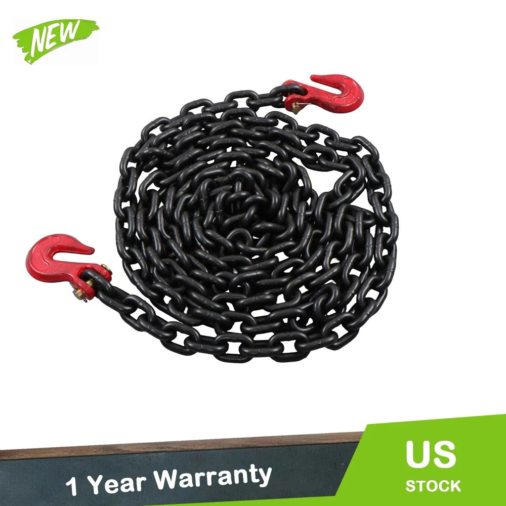 Set of 2 Steel Chains with Hooks for Transportation (12000 lbs Load)