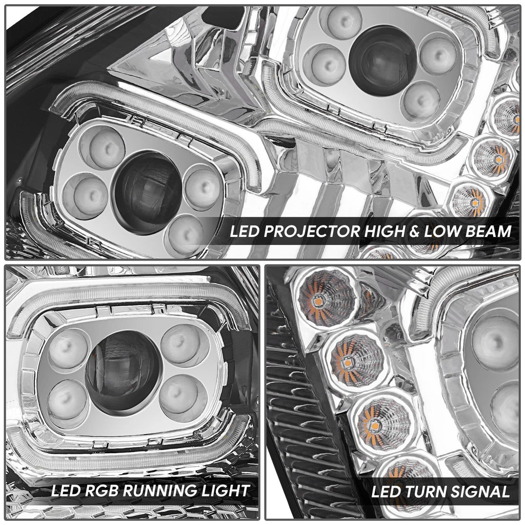 Chrome Amber LED Reflector Headlights for Volvo VN/VNL 300/400/430/630/740 (2018–2024)