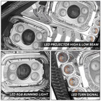 Chrome Amber LED Reflector Headlights for Volvo VN/VNL 300/400/430/630/740 (2018–2024)