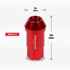 Set of 20 M12X1.5 Red JDM Open End Aluminum Spline Wheel Lug Nuts + Lock Key