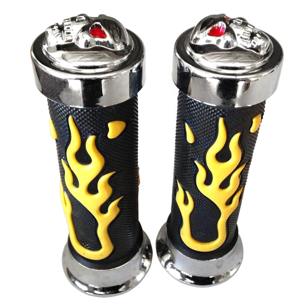 7/8" Yellow Flame Hand Grips for Kawasaki Z1000 Z750 ER6n ER6f ZRX (2003–2023)