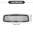 Front Grille Assembly with LED Lights for Dodge (Chrome, Silver, Gloss Black)