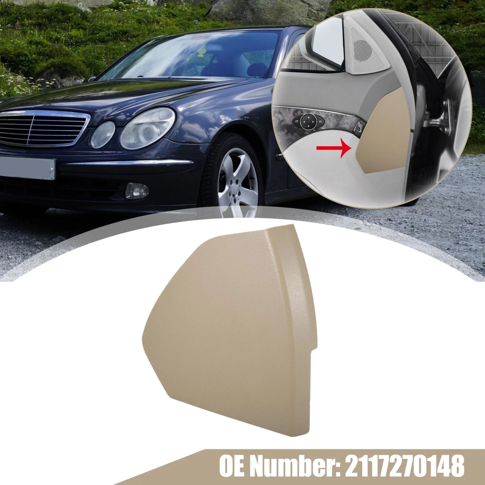 Front Left Door Cover Trim Panel for Mercedes Benz E-Class W211 (2003–2009) 2117270148 Khaki