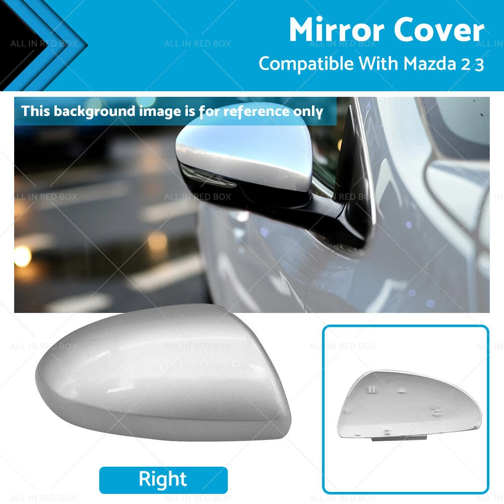 Right Driver Side Mirror Cover Cap for Mazda 2 3 (2009–2013) Silver