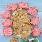 8-Piece Thanksgiving Cookie Molds with Press-and-Lift Mechanism