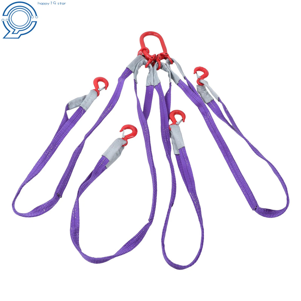 Set of 4 Lifting Slings Straps with Hooks for Heavy-Duty Rigging