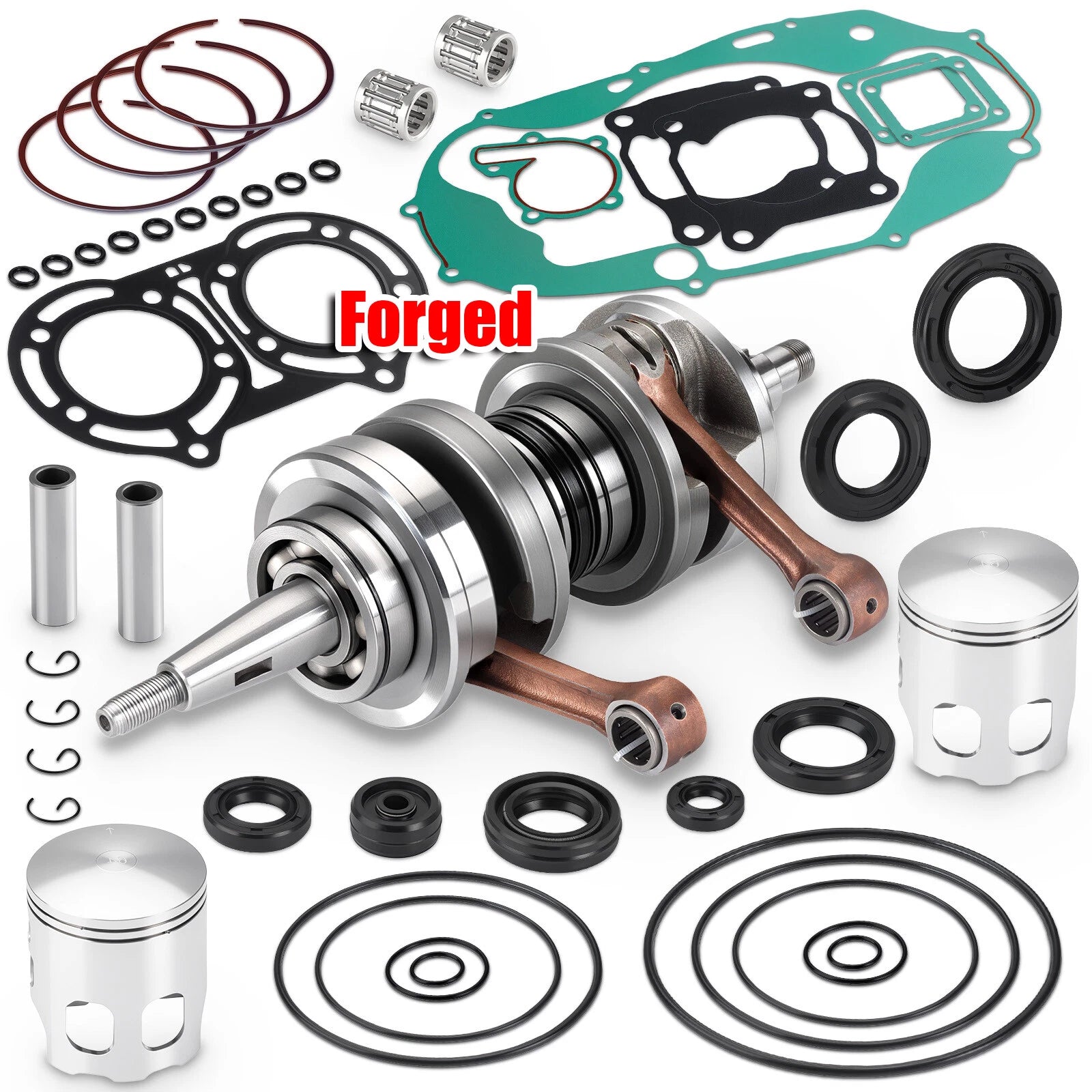 65mm Forged Piston Rings & Crankshaft Top End Gasket Kit (11:1) for Yamaha Banshee