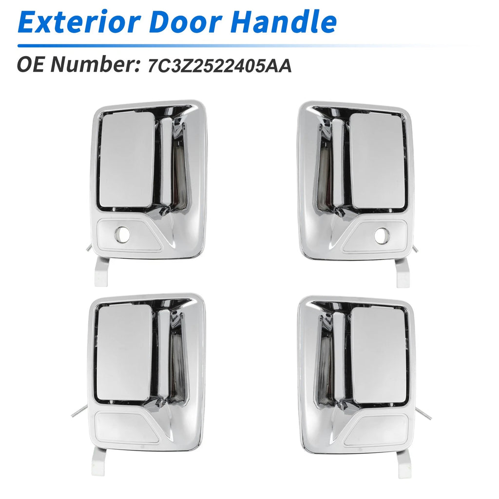 Set of 4 Chrome Exterior Door Handles for Ford F250 F350 (1999–2016) No.7C3Z2522405AA