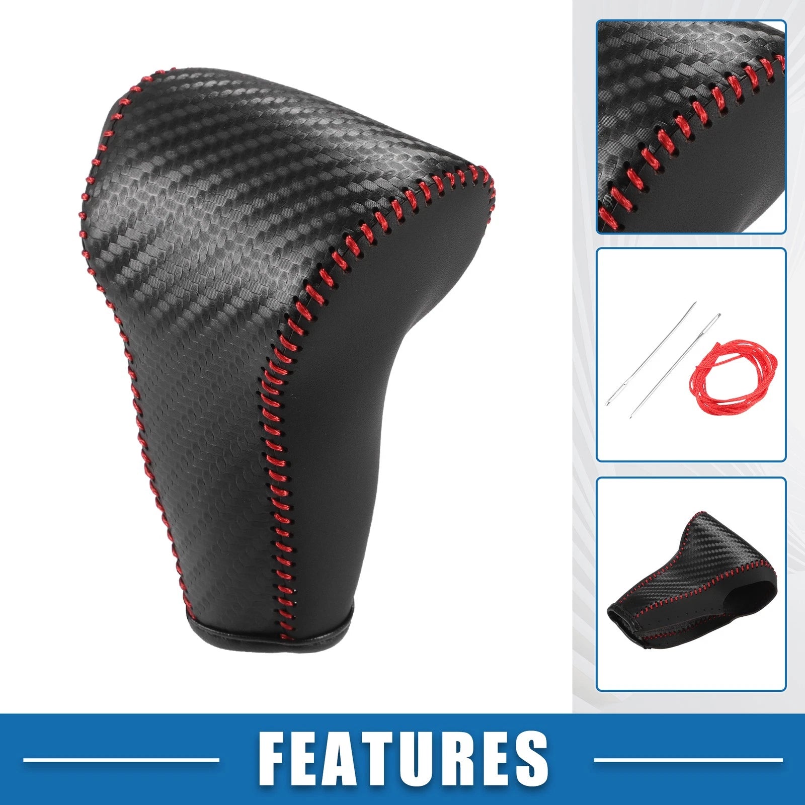 Gear Shifting Knob Cover for Honda CR-V (2017–2022) Black Red Stitches