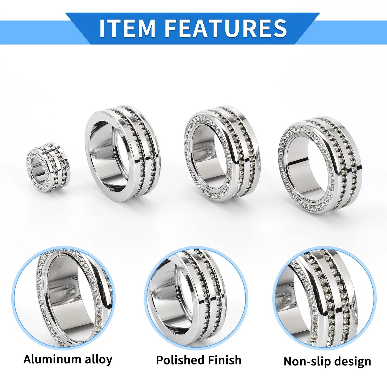 Set of 4 AC Media Tune Switch Knob Cover Ring for Honda Civic (2022) Silver Tone