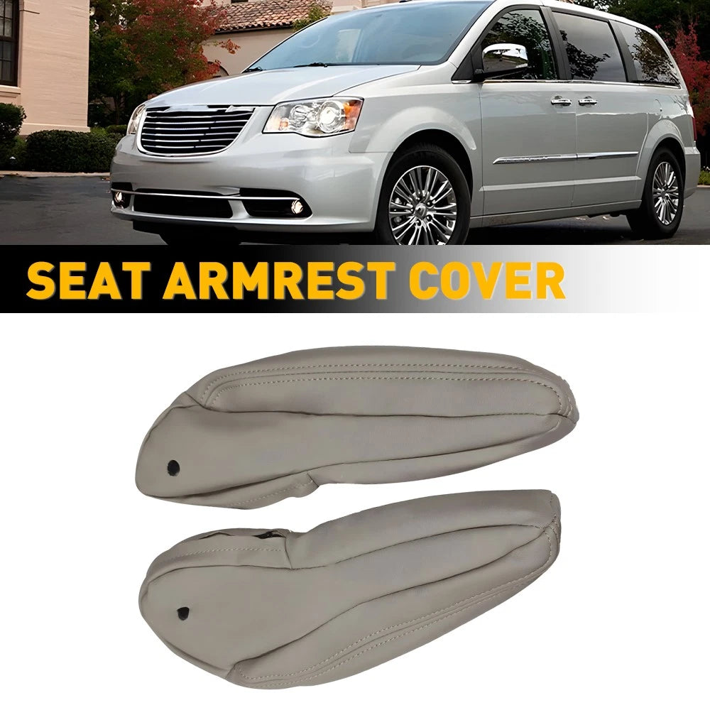 2X Beige Leather Armrest Covers for Chrysler Town & Country (2011–2016)