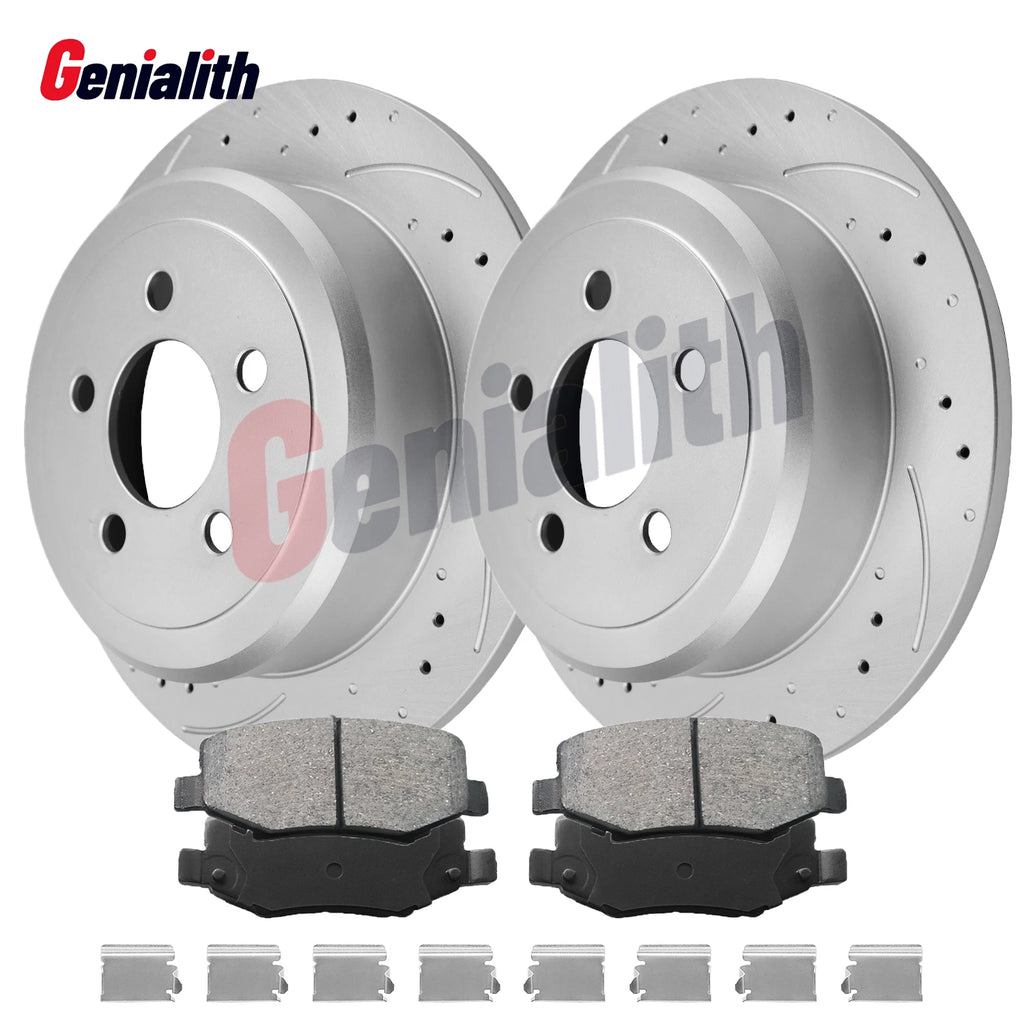 Rear Drilled Disc Rotors & Brake Pads for Jeep Liberty Dodge Nitro (2008–2012)