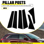 6x Gloss Black Pillar Posts for Cadillac XT5 (2017–2023)
